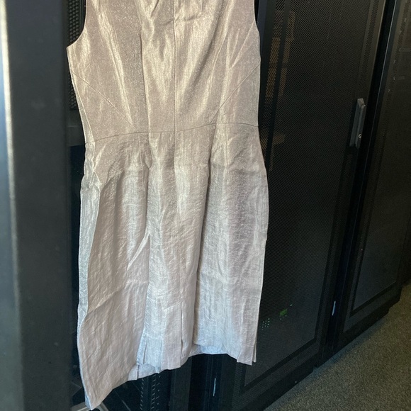 Adrianna Papell Sleeveless Cocktail Dress Size 12 Silver Tan Floral Detail - Picture 7 of 7